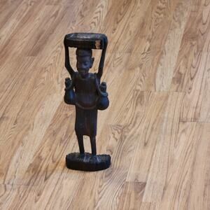 Vintage African Makonde Tanzania Sculpture Man Figure Ebony Hard Wood Carving